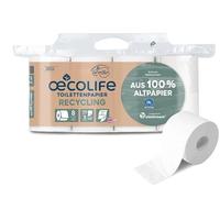 oecolife Recycled Toilet Paper 3 Ply, 8 x 150 Sheets, Super Soft, Durable, Reusable, 60% PCR Packaging
