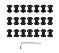 Oedema 20 Sets Black M4×4mm Binding Post Screws Countersunk Leather Rivets Stainless Steel Chicago Screws for Leather Crafting Bed Furniture, Φ5×5mm