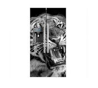 Oedim Vinyl Fridge American Head Tiger Roaring Black and White | Several Measures | Stickers Fridge Economic and Elegant | Vinyl Fridge 91x176cm