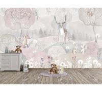 Oedim Vinyl Wall Mural Flowers and Wild Animals, Decorative Vinyl, 600 x 300 cm, Dining Room, Living Room, Room Decoration
