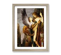 Oedipus And The Sphynx By Gustave Moreau Classic Painting Framed Print | A4 Oak Framed Wall Art | Ready to Hang | Classic Historical Picture | Living Room Bedroom Lounge Office