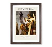 Oedipus And The Sphynx By Gustave Moreau Exhibition Museum Painting Framed Print | A3 Walnut Framed Wall Art | Ready to Hang | Modern Historical Picture | Living Room Bedroom Lounge Office