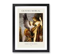 Oedipus And The Sphynx By Gustave Moreau Exhibition Museum Painting Framed Wall Art Print, Ready to Hang Picture for Living Room Bedroom Home Office Décor, Black A4 (34 x 25 cm)