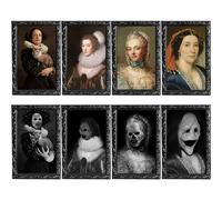 OEDOC 4 Pack Halloween Decorations, 3D Changing Facial Expressions, Moving Portrait Picture Frames for Gothic Wall Decors, Horror Party Decor, Castle, House Home Decor (a, 10x15, b)