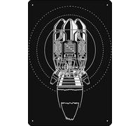 Oedrtqi Factorio Rocket Poster Funny Metal Tin Sign for Home Kitchen Bar Room Garage Decor 8" x 12"