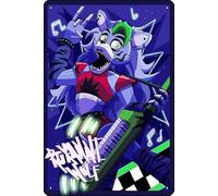 Oedrtqi Security Breach Roxanne Wolf Fnaf Poster Funny Metal Tin Sign for Home Kitchen Bar Room Garage Decor 8" x 12"