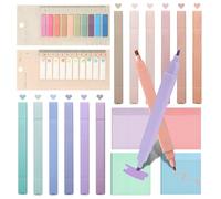 OEEYYT 12 Pcs Pastel Highlighter Bible Highlighters Dual Tip Aesthetic Highlighters with 200 Sheets Transparent Sticky Notes and 400 Sheets Index Tabs for Home School Office