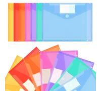 OEEYYT 14pcs Plastic Wallets A4 Punched Pockets Document Wallets Plastic Folders A4, 11 Hole Ring Binders Wallets with Label Pocket, for Home Office School