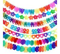 OEEYYT 7 Pack Colorful Paper Garland Birthday Party Decorations Multicolored Paper Tissue Banner Garland Hanging Decorations for Festival Birthday Wedding Party Home Nursery Decor