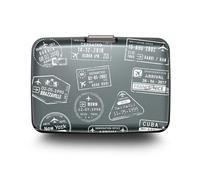 ÖGON -DESIGNS- Aluminium Card Holder Wallet, RFID Blocking. Model : Stockholm (Engraving Travel, Extra-Secure Lock)