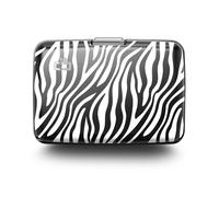 ÖGON -DESIGNS- Aluminium Card Holder with Metal Lock, RFID Protection Against Fraud and demagnetization, Compact Wallet, Smart Case Stockholm Model (Engraving Zebra)