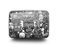 ÖGON -DESIGNS- Aluminium Card Holder with Metal Lock, RFID Protection Against Fraud and demagnetization, Compact Wallet, Smart Case Stockholm Model (Engraving Pop Art)