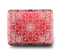 ÖGON -DESIGNS- Aluminum Wallet, Large Capacity with Metal Lock, RFID Protection Against Fraud and demagnetization, Smart Case Oslo Large Model (Engraving Bandana Red)
