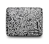 ÖGON -DESIGNS- Aluminum Wallet, Large Capacity with Metal Lock, RFID Protection Against Fraud and demagnetization, Smart Case Oslo Large Model (Laser Engraved Keith Haring White)