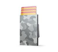 ÖGON -DESIGNS- Automatic Aluminium Card Holder, RFID Blocking Wallet, Compact and Secure Card case, Modern and Lightweight, Slim Design (Engraving Camo)