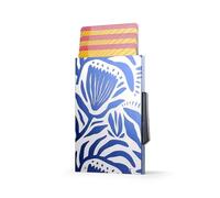 ÖGON -DESIGNS- Automatic Aluminium Card Holder, RFID Blocking Wallet, Compact and Secure Card case, Modern and Lightweight, Slim Design (Engraving Matisse)