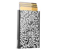 ÖGON -DESIGNS- Automatic Aluminium Card Holder, RFID Protection, Original, Slim and Minimalist Wallet for Men and Women, Capacity 1 to 6 Cards, Slider Model (Collab Keith Haring White)