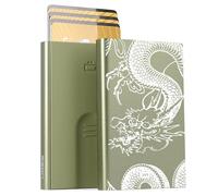 ÖGON -DESIGNS- Automatic Aluminum Card Holder RFID Protection Wallet Original Slim Minimalist for Men and Women Capacity 1-6 Cards Slider Model, Dragon Engraving, Taille unique, Minimalist