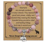 OEHEDOU Elephant Gifts For Women Elephant Bracelet Inspirational Gifts For Women Uplifting Gift Get Well Soon Gift For Woman Natural Stone Bracelet For Mom Daughter Friends Sister Wife Grandma Pink