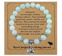 OEHEDOU Elephant Gifts For Women Elephant Bracelet Inspirational Gifts For Women Uplifting Gift Get Well Soon Gift For Woman Natural Stone Bracelet For Mom Daughter Friends Sister Wife Green