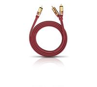 Oehlbach NF Y-Sub 200 Y-RCA Subwoofer Cable - 2 x RCA / 1 x RCA - Flexible Cable with Efficient Shielding - 2 m - Red