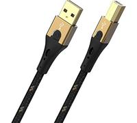 Oehlbach Primus USB Cable Type B 2.0 - State of The Art - High Speed 480 Mb/s Highly Flexible Metal Connector HPOCC Triple Shielding - Printer, Scanner, Audio Amplifier - Black/Gold - 2 m