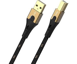 Oehlbach Primus USB Cable Type B 2.0 - State of The Art - High Speed 480 Mb/s Highly Flexible Metal Connector HPOCC Triple Shielding - Printer, Scanner, Audio Amplifier - Black/Gold - 2 m
