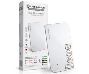Oehlbach Scope Vision 5G DVB-T2 HD Antenna - Digital Indoor Antenna - Active DVB-T Amplifier - Successor to Our Test Winner - with 5G Filter - White