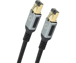 OEHLBACH Stream Primus - State of the Art - High End CAT 8.1 Streaming Network Cable 40 Gbits RJ45 3-Way Shielding Fabric Sheath Twisted Pair - SPOFC Copper - 10 m