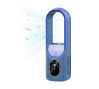 OEHUG Bladeless Tower Fan with 7 Colors LED Lights and Humidifying Spray,6 Speeds,100ml Water Tank,6h Timer,35dB Quiet Fan,Tower Cooling Fan for Room,Office,Bedroom (blue)