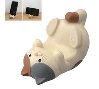 OEHUG Cat Phone Stand-Shaped Resin,Stable Horizontal Holder Anti-Tip, Cute Sleeping Cat Desktop Decoration, for Desk & Nightstand, Creative Gift for Cat Lover (B)