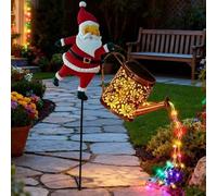 OEHUG Christmas Santa Solar Kettle Lights,Solar Watering Can Garden Lawn Decor Light with Flowing LED Water,Christmas Santa Kettle Lights,IP65 Waterproof for Outdoor Patio Path Walkway Decoration (B)