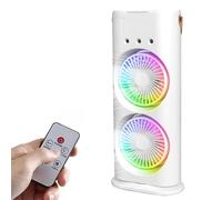 OEHUG Portable Air Cooler Fan,USB Charge Tower Fan,3 Speeds & Sprays, 7 Colors Light,600ml Water Tank,Portable Dual Fans for Office Room Home Travel (white)