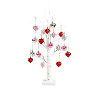 OEHUG Valentines Day Lighted Tree - 24-LED Heart Birch USB/Battery Dual Power, Bendable Branches with 18 Heart Ornaments, Romantic Valentine‘s Day & Holiday Decoration for Cozy Ambiance