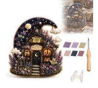OEHUG Whimsical Village 3D Fabric Poke Art Kit, Floral Witch Cottage Craft | No Sew Press Technique, Easy DIY Crochet & Knitting Starter Kit, Includes Simple Illustrated Guide, for Adult Beginner