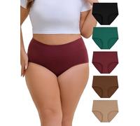 OEIOEI Maxi Briefs for Women Cotton Knickers Plus Size Underwear Full Coverage Large Panties 5 Pack (30-32, Classic Retro Multicolour)