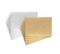 ÖKI Envelopes Gold/Silver | for Greeting Cards, Invitations, Birthday Cards | Pack of 5 Each Colour | Letter Envelope with Wet Adhesive and Pointed Flap | Size B6 125 x 176 mm | Pack of 10