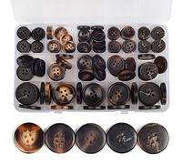 OELFFOW 110Pcs Mixed Sewing Buttons, 4-Hole Craft Round Blazer Buttons, 5 Color 3 Size(15mm,20mm,25mm) Suit Coats Resin Button, Suitable for Variety Clothing Sewing, DIY Craft(Brown)