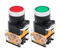 OELFFOW 2Pack Red & Green Momentary Push Button Switch Self-Reset 1NO 1NC DPST Switch, Ui: 690V Ith: 10A AC-15 DC-13, Applicable to Electrical and Electronic Applications
