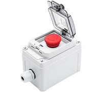 OELFFOW IP67 Button Switch Outdoor Waterproof Box Red Button Emergency Stop with Protective Cover Anti-misoperation Switch(AC/DC 6A-110V/3A-240V/2.5A-380V)