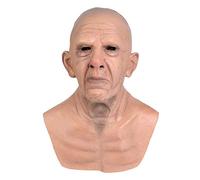Oellinx Realistic Bald Old Man Halloween Mask - Full Head Coverage, Lightweight, Hand-Painted Finish, Flexible Material, Odor-Free - Adults, One Size, Solid, Male