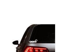 OEM+ Car Sticker Decal - OEM PLUS Funny Rear Bumper Body Window Vinyl JDM Euro Laptop Fun Gift Idea Clean build Caravan Coilovers Race Rally Bike Van Vehicle Helmet Gift Accessories Humerious - WHITE