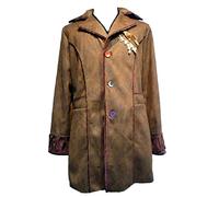 OEM Exact Mad Hatter Trench Coat Jacket Alice Wonderland Costume + Free Bird Patch (XL) Brown