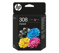 HP 308 2-Pack Black/Tri-color Original Ink Cartridge Combo