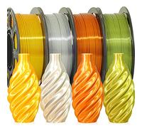 OEM MIKA3D Silk Shiny PLA Filament 4 Metallic Colors 3D Printer Filament Bundle Pack: Shiny Metallic Gold/Silver/Copper/Bronze, Each Spool 250g, 4 Spools Packed, Total 1Kg 1.75mm 3D Printing Material