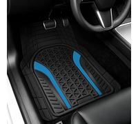OEMATS Heavy Duty Car Floor Mats, Reinforced Wear-Resistant Triangular Carbon Fiber Pattern, All Weather Deep Dish, Universal Fit Full Set for Cars Trucks SUVs, Non-Slip Car Mats (4 pcs)，Blue