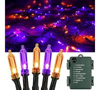 OEMG 12m 120 LED Halloween, Christmas & Party String Lights - 8 Modes, Battery & Outdoor & Waterproof, Orange & Purple Fairy, Curtain, House & Garden Roof Decor