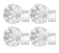 OEMG 4 Pack Battery Fairy Lights 5m 50 LED - 3 Twinkle Modes, Battery Operated Fairy Lights Mini String Lights for Bedroom Christmas Tree Garden Wedding Birthday Party White Decorations
