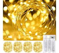 OEMG 4 Pack Battery Fairy Lights 5M 50 LED Warm White Fairy Lights Battery Operated - 2 Modes Copper Wire String Light for Christmas Tree Birthday Wedding Party Decor Indoor Outdoor Lighting
