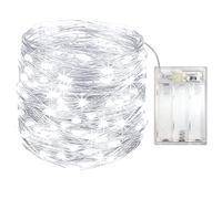 OEMG 40ft/12m Fairy Lights Battery Operated 3 Modes Waterproof 120 Mini LEDs 3 AA Battery Powered Silver Wire White Led String Lights for Bedroom Wedding Party Indoor Holiday Christmas Decoration